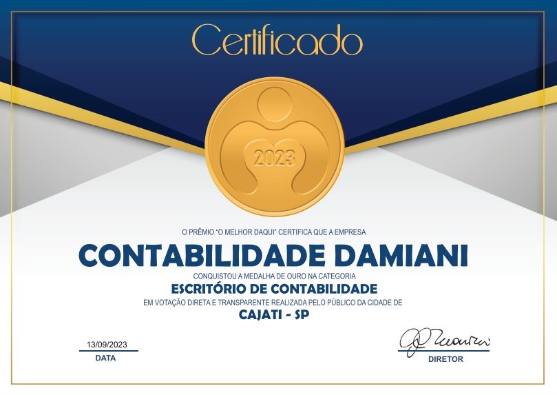 Certificado de melhor contabilidade de Cajati-SP